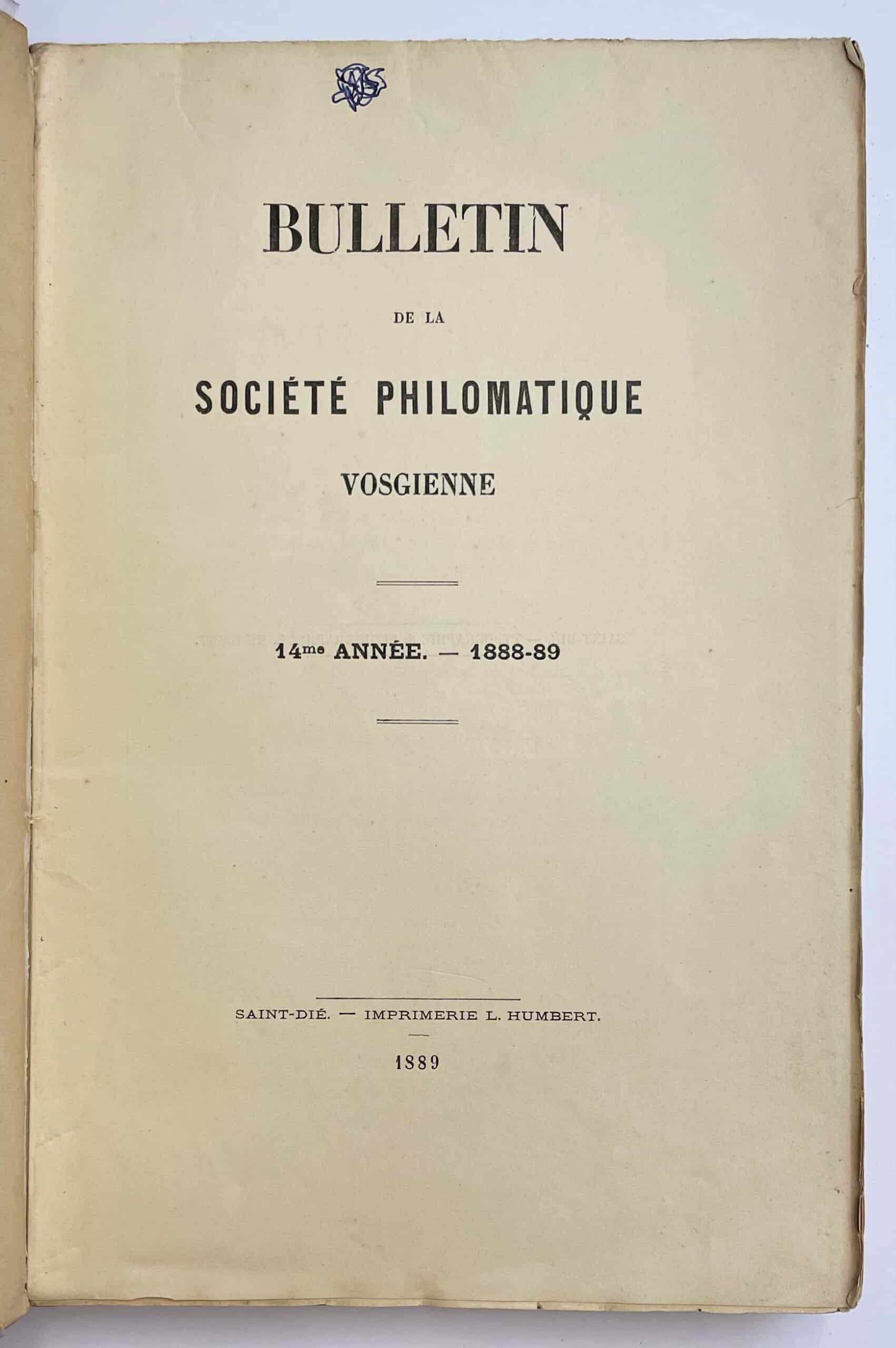 Bulletin de la Société philomatique vosgienne - 14me année - 1888-89.