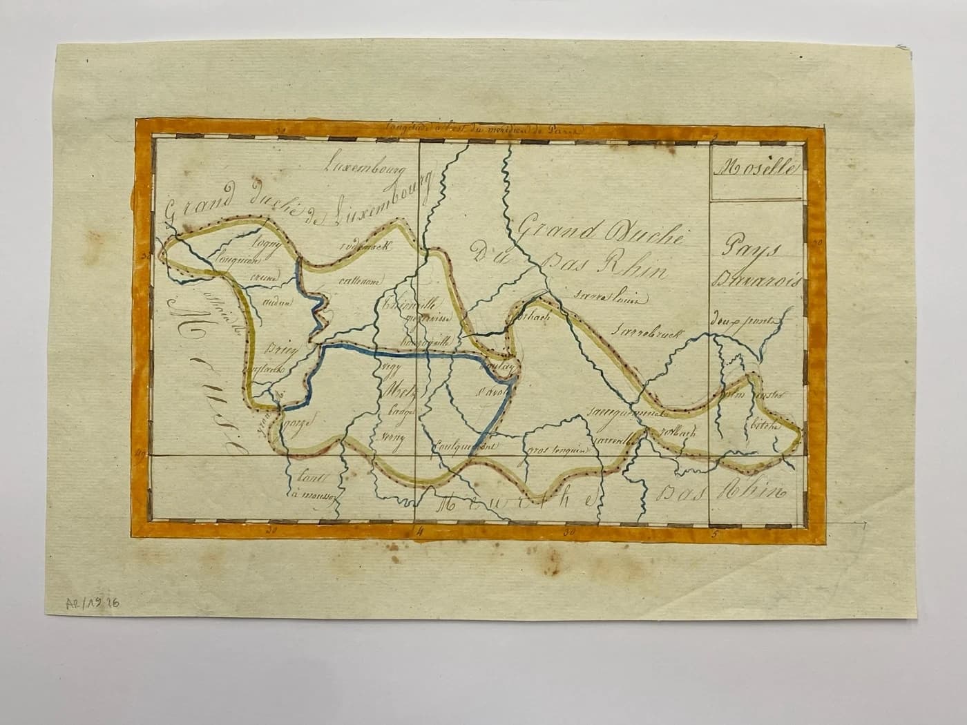 Plan Manuscrit Luxembourg, Moselle Est, Nord Bas-Rhin