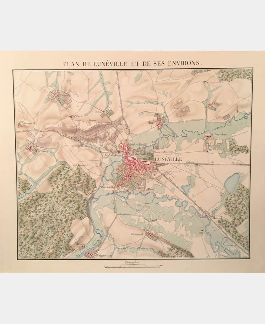 Plan de Lunéville et de ses environs. Plan manuscrit.